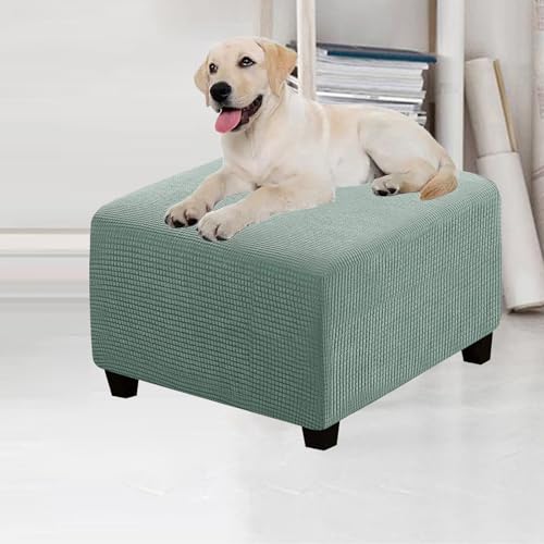 Funda otomana de piel elástica, protector extraíble y lavable con parte inferior elástica para reposapiés, puffes, reposapiés, decoración suave y elegante para el hogar