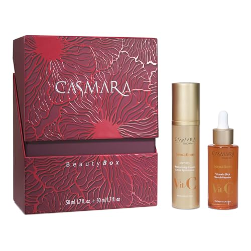 Casmara | Christmas Beauty Secret Box | Sensations Hydro Revitalizing Cream + Vitamin Shot | Pack para una piel luminosa e hidratada | Vitamina C | 2x50ml