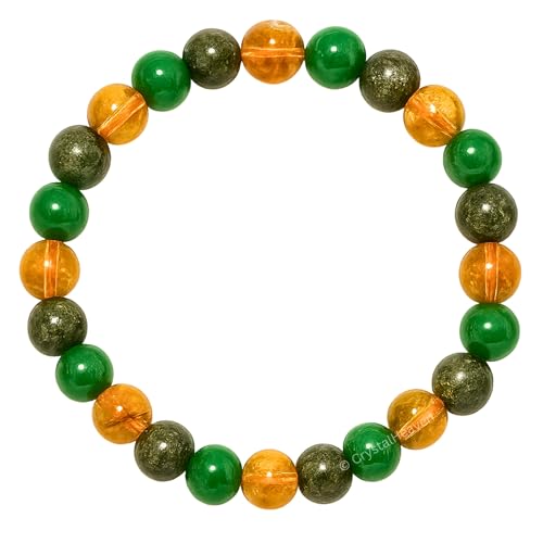 Image of Money Magnet Bracelet Original Certified Pyrite Bracelet with Green Aventurine, Citrine - Elegant Bracelet for Man, Women and Men - Healing Crystals Bracelet with Money Crystal Stones