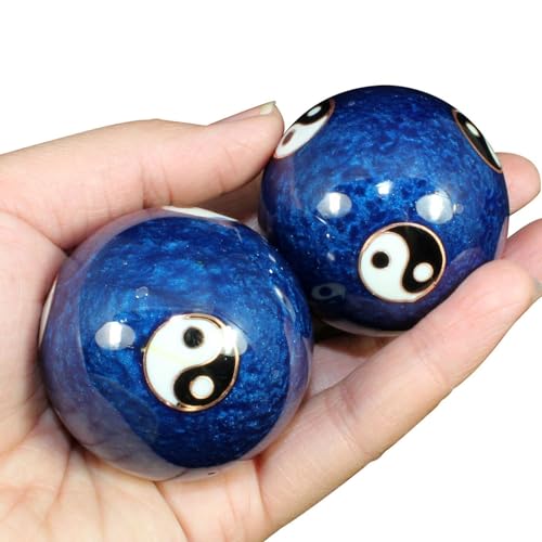 Sionhiuo Bolas de meditación, bolas de Baoding | 2 bolas chinas de Baoding Yin-Yang de 1,85 pulgadas | Bolas medicinales chinas, bolas de meditación de metal, bolas de salud con campanillas para