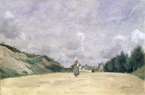 Toile Une route en Normandie Corot 60x90cm pour mur vide