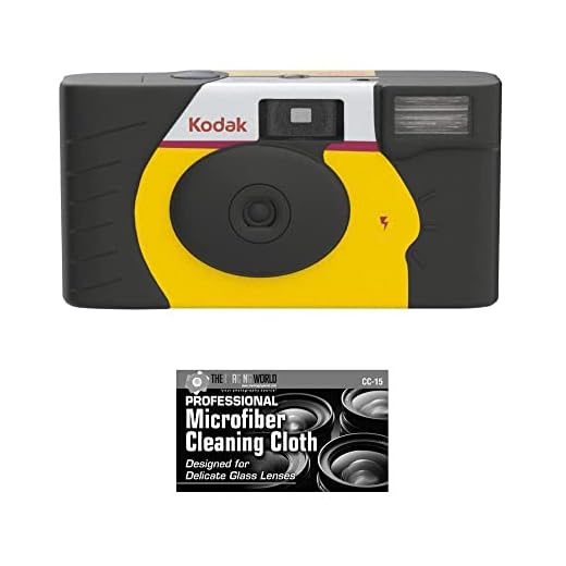 Pacote de câmera descartável Kodak Max Power de 35 mm de uso único (ISO-800) com flash – 27 exposições com pano de microfibra