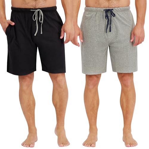 Hanes Men's Pajama Shorts - 2 Pack Cotton Loungewear, 7.5