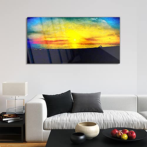 Tableau acrylique grand format pour masquer un mur vide avec style watercolors