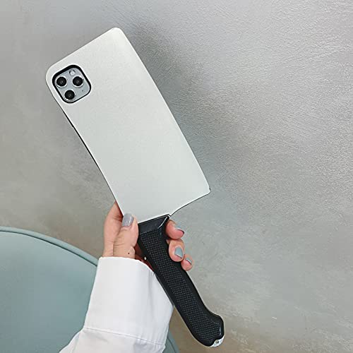 Yesunktt For Iphone 14 Plus Creative Cute High Imitation Spoof Fun Silicone Kitchen Knife Anti-Drop Protection Phone Case White #TOP3