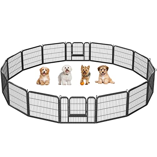 Yaheetech Recinto per Animali, 16 Pannelli 80 x 60 cm, Pieghevole e Portatile per Interno ed Esterno, in Ferro con Rete Metallica per Cani, Conigli e Cuccioli