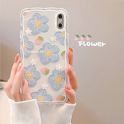 Ownest Compatible For Iphone X Case,Iphone Xs Clear Case With Flower Cute Strawberry Lace Design For Girls Woman Tpu Protective Slim Shockproof Floral Case For Iphone X/Xs-Blue #TOP4
