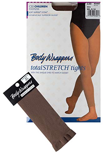 Body Wrappers Footless Tights, Mocha, Medium/Large