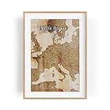 Paul Sinus personalisierter Bilderrahmen mit deinen GPS Koordinaten und Namen. 30cm x 42cm Holz Wechselrahmen mit Glas und Passepartout. Landkarte Heimat. (Natur)