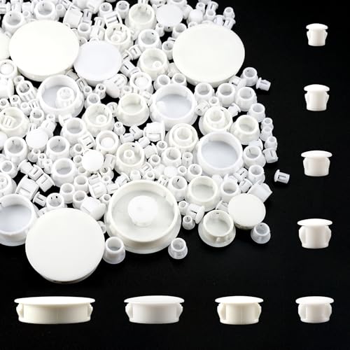 280 Piezas Tapa Agujeros Mueble,5/6/8/10/13/16/25/38mm Tapones para Orificios Agujeros,Tapa Agujeros Plastico Muebles,Tapas de Plástico Tapones Ciegos,Tapones Agujero Armario Blanco,para Pared Cocina
