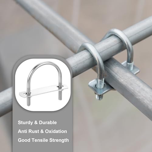 Image of PATIKIL Round U-Bolts, 2 Pcs 2.01 inch(51mm) Inner Width 71mm Length M6 with Nut Plate Washer 304 Stainless Steel Round Bend U-Bolts for Boat Trailer Axle Sailboat