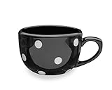Terramoto Ceramic 16-Ounce Polka Dots Soup Mug, Black