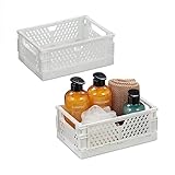 Relaxdays Klappbox im 2er Set, Kleiner Aufbewahrungskorb, falt-& stapelbar, HBT: 10x25x26,5 cm, Kunststoff, Farbwahl, 10 x 25 x 26,5 cm