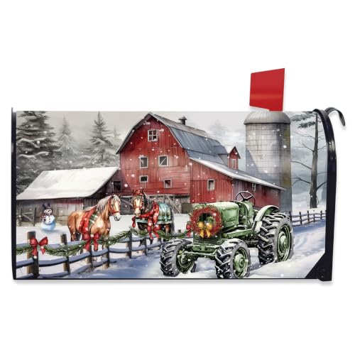 Image of Briarwood Lane Mailbox Cover - Standard Size - Christmas on the Farm for Christmas Mailbox Cover