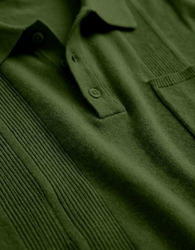 JMIERR Polo para Hombre Manga Corta Cuello en V Texturizado Tejido miniatura 5