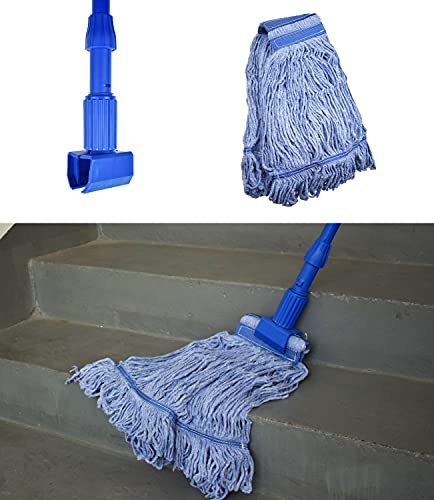 Image of Mop Head Replacement Commercial Heavy Duty String Blue Wet Mop Heads for 3 Typs Commercial Mop Handle(4 pcs,Large,Weight 23oz)