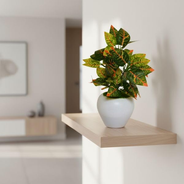 Image of fancymart Artificial Plant Leaves in Apple Pot (30 cm Height) | Small Potted Plant for Office Desk | Home Decor for Living Room | Cafe & Restaurant Table Decoration