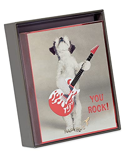 Image of Papyrus Blank Cards with Envelopes, Dog with Guitar (12-Count)