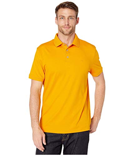 Calvin Klein メンズ ポロシャツ 無地 UV保護, Golden Sun 1, XX-Large