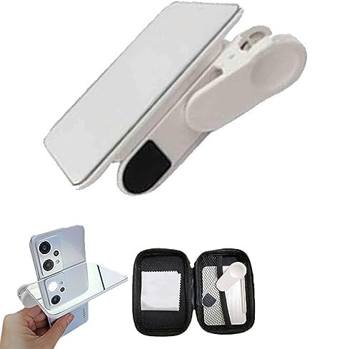 Universal Adjustable Smartphone Camera Mirror Reflection Clip Kit,Smartphone Camera Mirror Reflection Clip Kit,Mobile Phone Reflection Camera Clip Selfie Reflector (White)