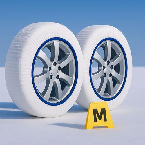CARALL Calze da Neve Omologate Italia, Colore Bianco, Misura M, Catene Da Neve...