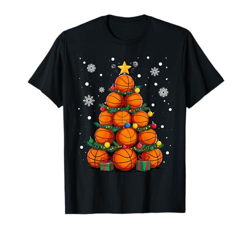 Basketball Christmas Tree Xmas Sports Player Men Women Kids T-Shirt