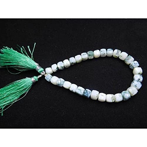 Agate mousse en perles cubes de 7-8mm pour créer vos propres bijoux d'inspiration bohème