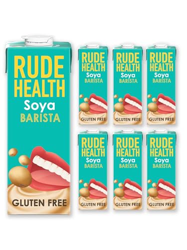 Rude Health 6 x 1 Litre Soya Barista Drink Dairy Free 100% Natural Drink No Added Sugar Healthy & Vegan Milk Lactose Free Milk No Additives Gluten Free Recyclable Packaging