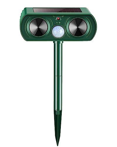 Ahuyentador de gatos solar, multifunción, ultrasonido, repelente de gatos, resistente al agua, con sensor de movimiento, ahuyentador de pájaros, para topos, perros, pájaros, gatos, para jardín,