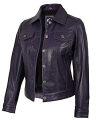 Frnando Trucker Purple Leather Jacket Women