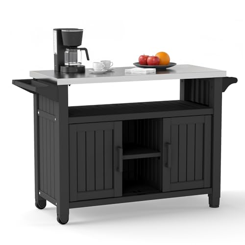 GYMHILL Kitchen Island On Wheels, Spacious Resin Kitchen Cart with
