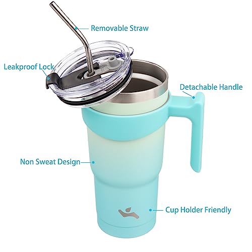 Image of Konokyo 20 oz Tumbler with Handle and Straw, Insulated Travel Mug