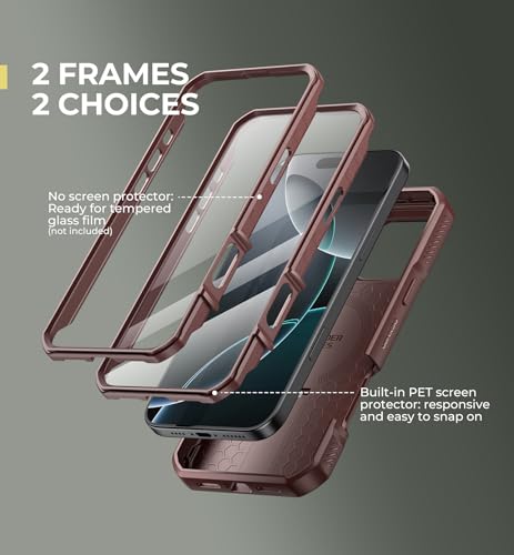Image of Dexnor for iPhone 16 Pro Max Case with Slide Camera Cover & Adjustable Kickstand & Built-in Screen Protector,Compatible Wireless Charging Shockproof Heavy-Duty Mangetic Protective Cover,Maroon Red