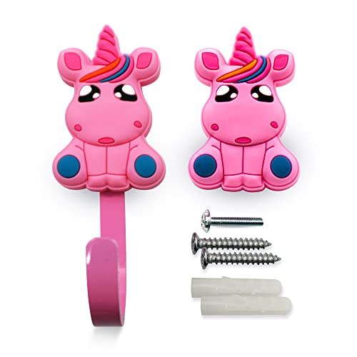 DOJA Barcelona Children's Furniture Buttons + Children's Clothes Hangers 8 Cupboard Knobs Children and 8 Children's Wall Hooks Unicorn Clothes Hooks and Drawer Knobs for Children's Room - Image 2