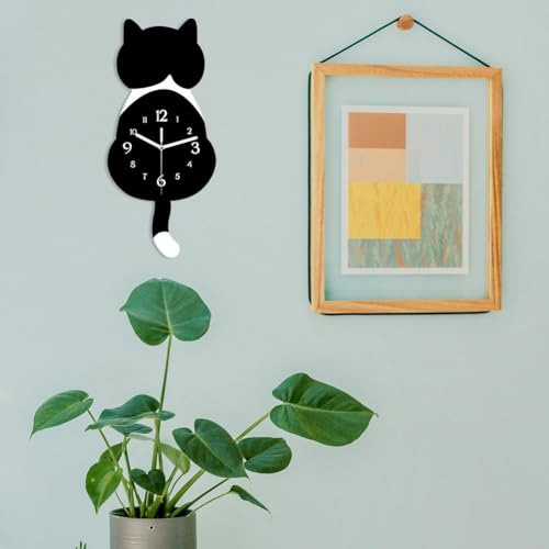Reloj de pared de gato reloj decorativo de pendulo DIY moderno 3