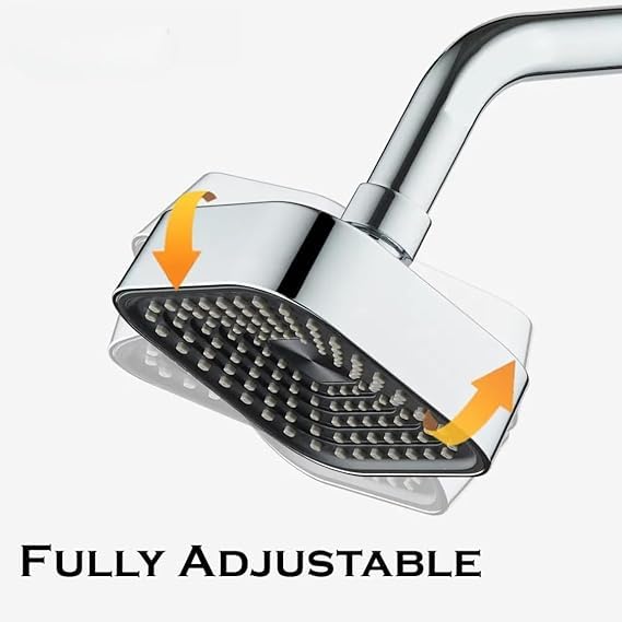 Image of HOUZA Square Shower Head for Bathroom | 4 Inch Single Flow Overhead Shower without Arm | Adjustable Bathroom Shower with Even Water Flow & Rust Resistant | Anti-Clog Silicone Nozzles for Wall Mounting
