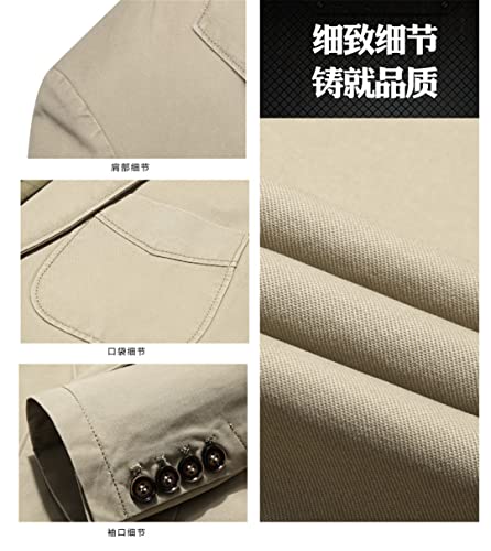 Men's Causal Business Blazer Khaki Single-Breasted Cotton Slim Suit Jacket4
