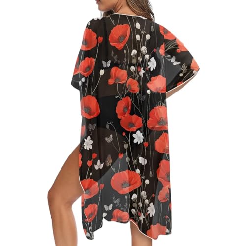 Women's Boho Long Kimono Cardigans Lightweight Beach Bathing Suit Cover Ups
