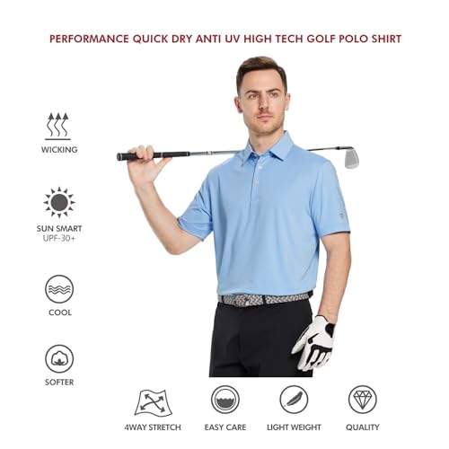 Image of Mens Polo Shirts Short and Long Sleeve Casual Solid Stylish Dry Fit Performance Designed Collared Golf Polo Shirts for Men