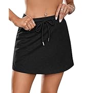 SOFIA'S CHOICE Mini Skirts for Women Summer Drawstring High Waist Sweat Skirt with Pockets