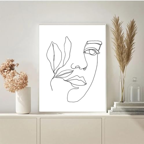 Peinture murale minimaliste visage femme affiche sur toile décoration salon sans cadre 80x110 cm