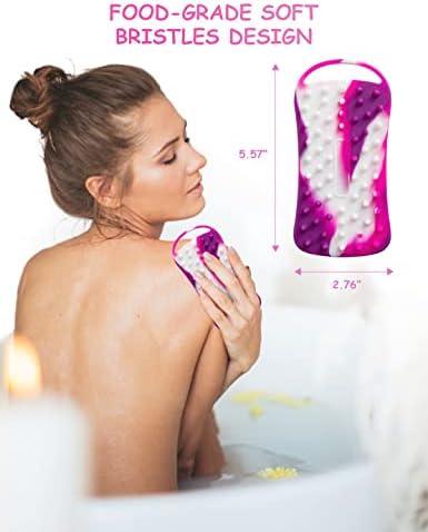 Miniatura 8 de Paquete de 3 exfoliantes de silicona para masajeadores de cuero cabelludo, cepillo de champú suave para uso en espumas de ducha, fácil de limpiar, 2