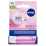 NIVEA Pearly Shine Lip Balm (4.8g), Lip Balm with Shea Butter, Natural Oils and Vitamins, Provides 24h Moisture and a Glamorous Shiny Touch, Nourishing Lip Care