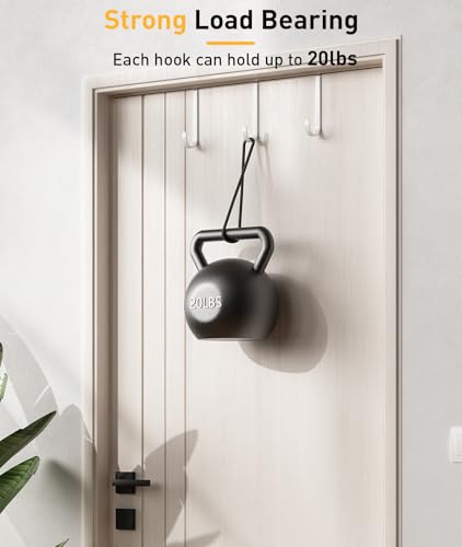 Optish 8 Pack Over The Door Hooks, Door Hanger Hook, Towel Hooks for Hanging, Towel Hanger for Bathroom, Fit 1 3/8" Door White, Dorm Room Essentials thumbnail 4