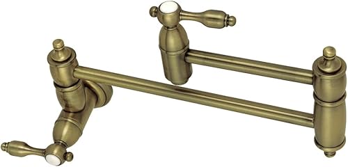 Kingston Brass KS3103TAL - Grifo de cocina para relleno de olla de montaje en pared, latón antiguo