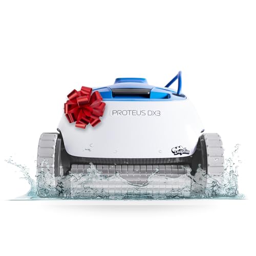 Dolphin Proteus DX3 Automatic Robotic Pool Vacuum Cleaner, Wall Climbing, Active Scrubber Brush, Ideal for In-ground Pools up to 33 FT in Length