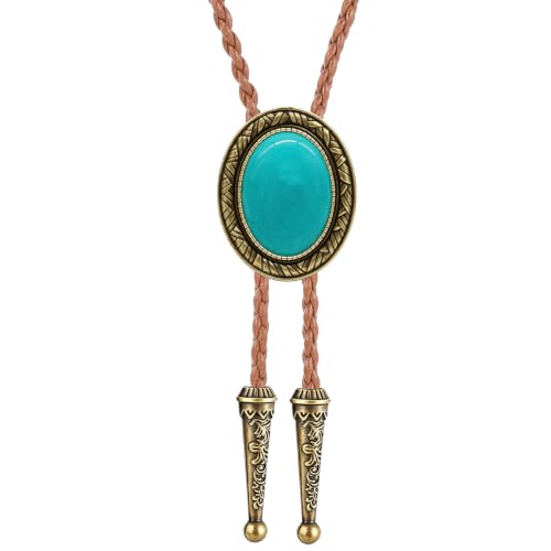 Image of GelConnie Native American Bolo Tie Rodeo Cowboy Leather Necktie Western Necklace Costume Accessories for Men,Women