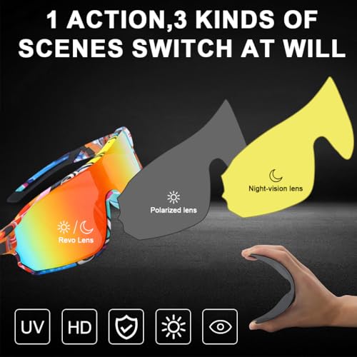 Image of PROBEROS Cycling Sunglasses for Men Stylish, UV400 Tinted Polarized Sunglasses Fashion Sport Set, Unique Frame Design, Outdoor Anti-Glare for Cycling, Driving, Hiking