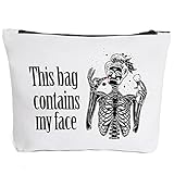 IHopes+ Funny Skeleton Makeup Bag Gift for Women Best Friends Sister | This Bag Contains My Face Makeup Zipper Pouch Bag Cosmetic Travel Accessories Bag Gifts halloween gifts