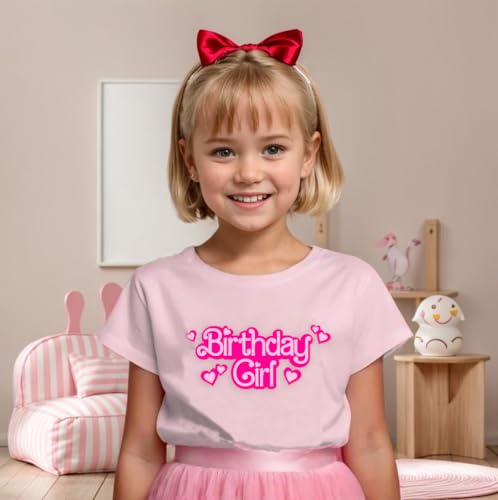 Birthday Girl Shirt 5-12 Year Kids Birthday Party Shirt Doll Themed Letter Girl Short Sleeve Tee Top3